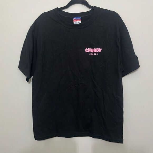 Champion Mens Black‎ Chubby Snacks Graphic Short Sleeve Cotton T-Shirt Medium - Picture 3 of 7